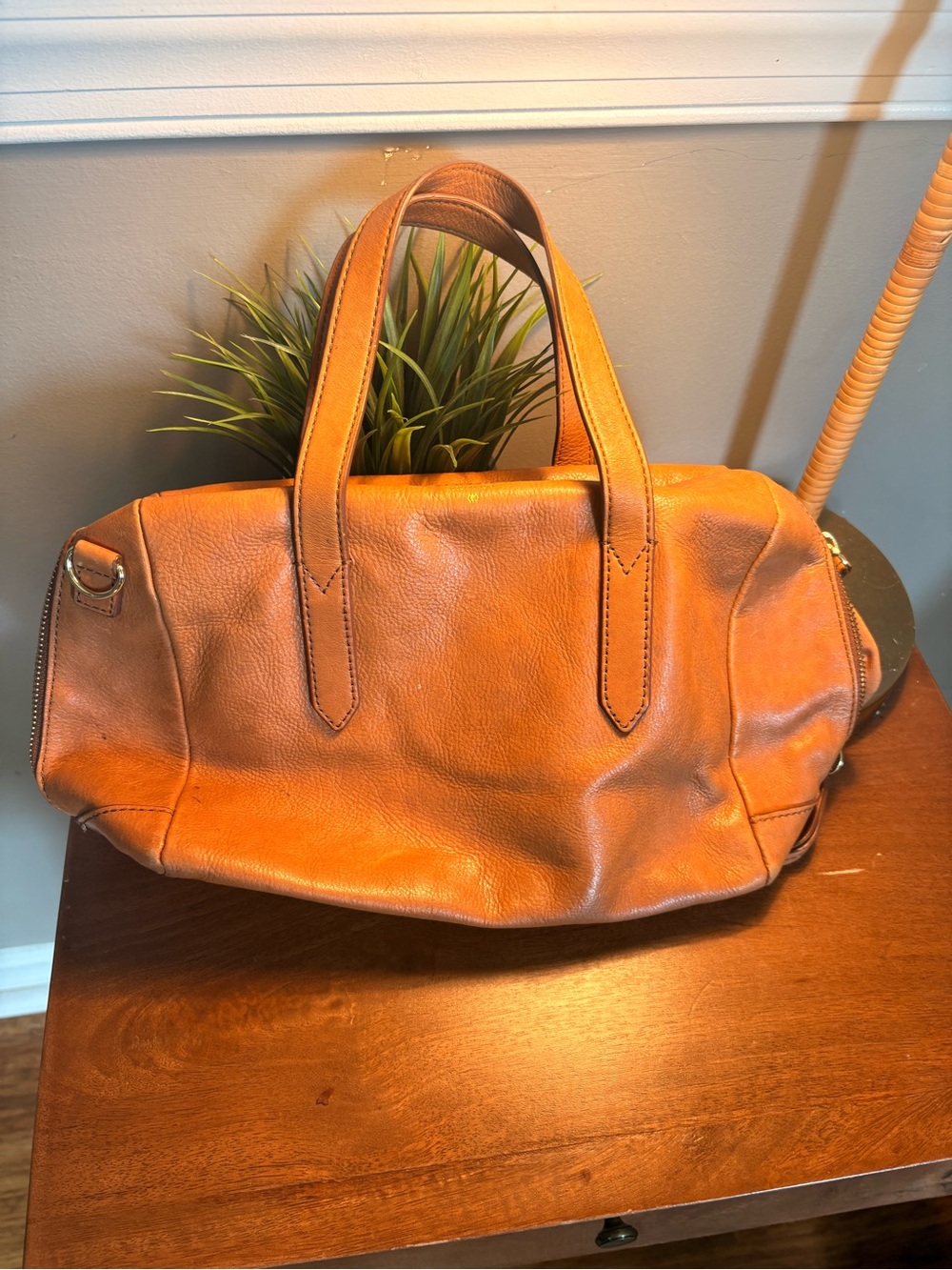 Classic Women's Leather Hand Bag in Cognac Brown